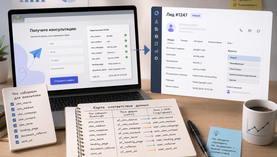 Иллюстрация к разделу: Определите, какие значения хранить в форме и CRM