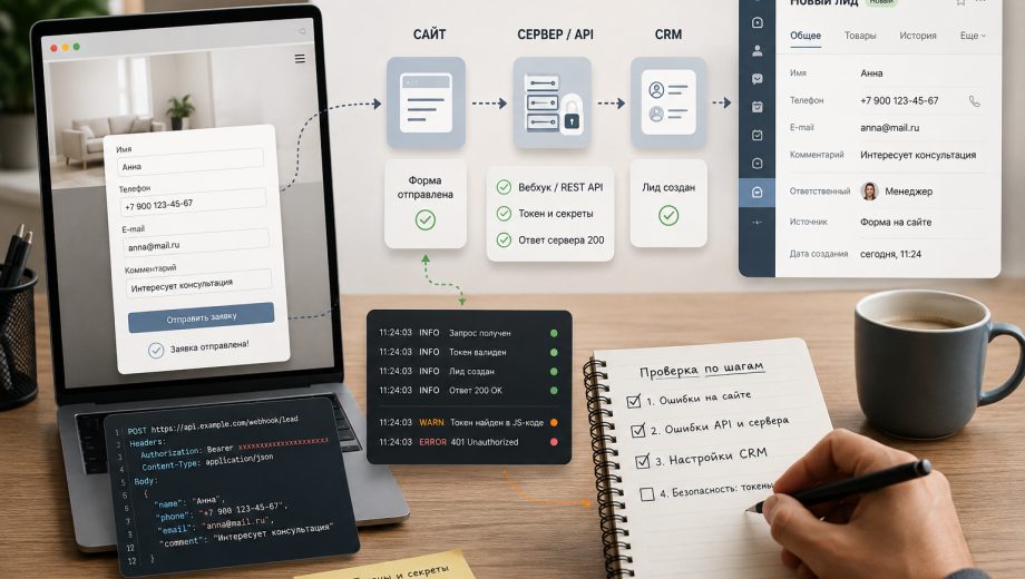 Иллюстрация к разделу: Разделите ошибки сайта, API и настроек CRM